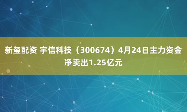 新玺配资 宇信科技（300674）4月24日主力资金净卖出1.25亿元